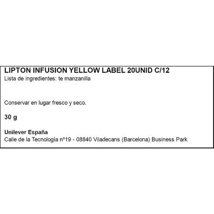 TE YELLOW LABEL LIPTON CAJA 20 UD