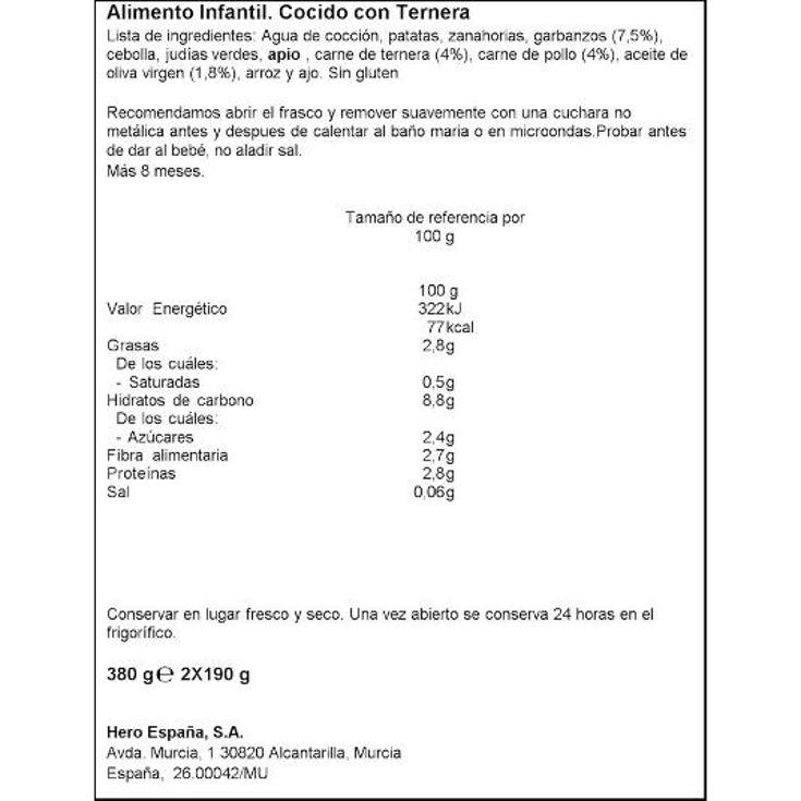 TARRITO R.CASERAS COCIDO 2X190 HERO PACK 380 GR