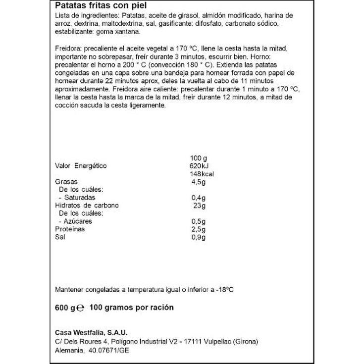 PATATA FRITA C/PIEL WERNSING BOLSA 600 GR