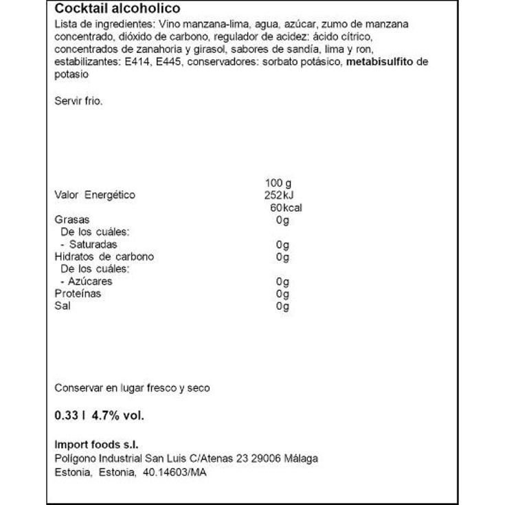 COCKTAIL MARGARITA LE COQ BTLLA 33 CL