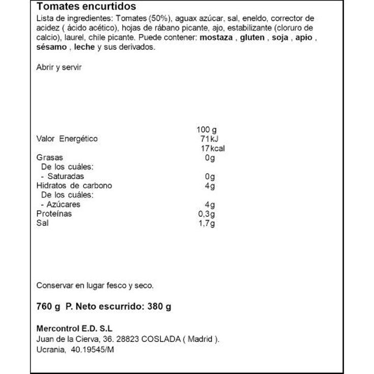 TOMETES MARINADOS VERES BOTE 760 GR