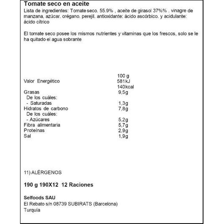 TOMATES SECOS EN ACEITE TARRO 250 GR