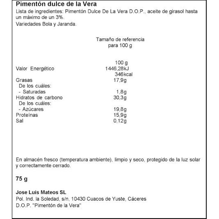 PIMENTON DE LA VERA DULCE 75GR BEN-HUR LATA