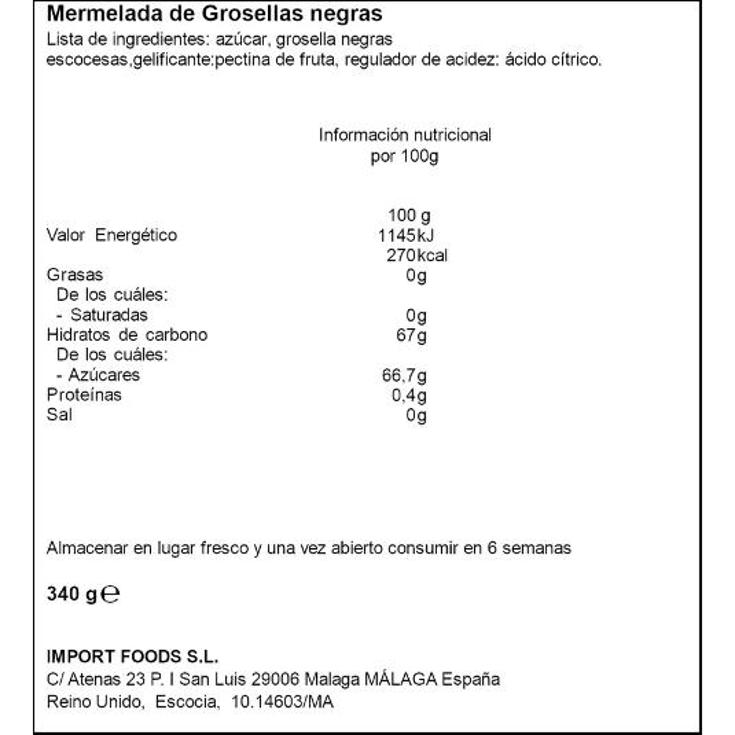 MERMELADA GROSELLA NEGRA MACKAYS TARRO 225 GR