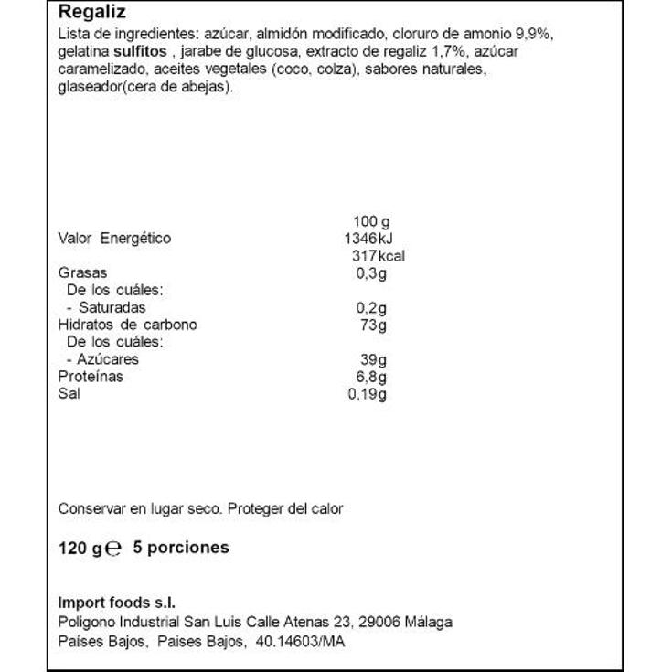 CARAMELOS LICORICE WHITE STICKS VENCO BOLSA 120 GR