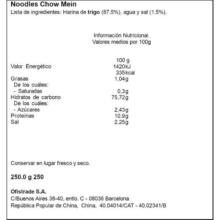 NOODLES CHOW MEIN YANG-TSE PACK 250 GR