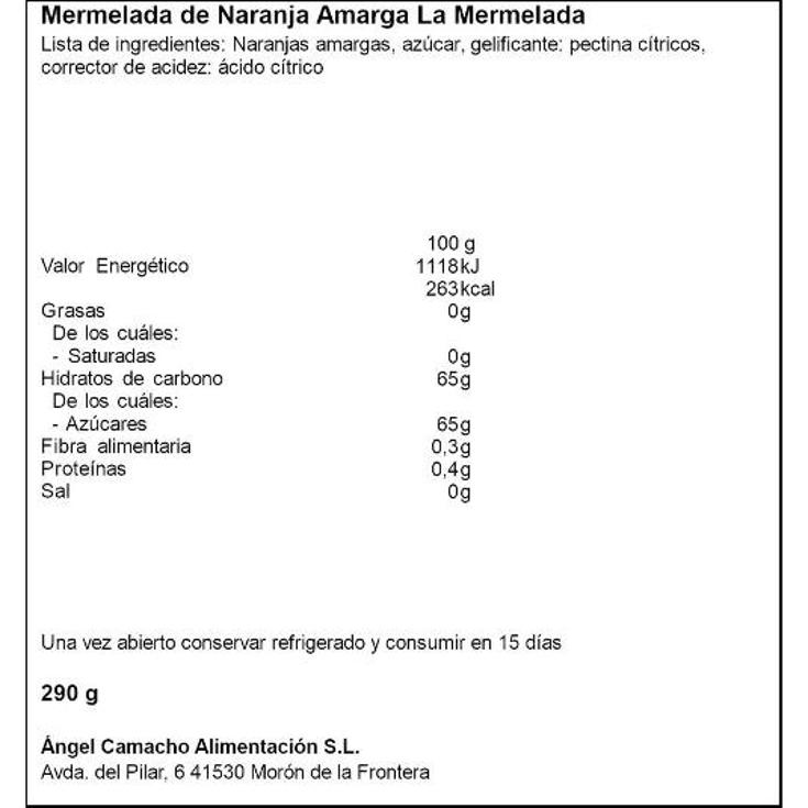 MERMELADA NARANJA AMARGA LA VIEJA FAB FRASCO 280 GR