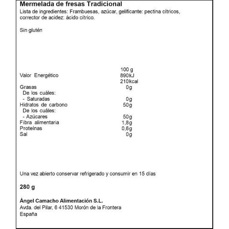 MERMELADA FRAMBUESA LA VIEJA FAB FRASCO 280 GR