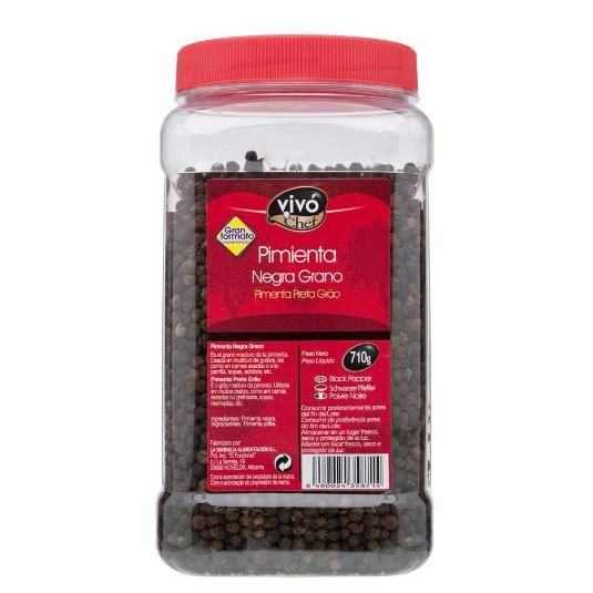 ESPECIAS PIMIENTA NEGRA GRANO VIVOCHEF BOTE 710 GR