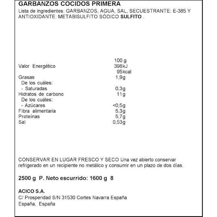 GARBANZO COCIDO VIVOCHEF FRASCO 1600 GR