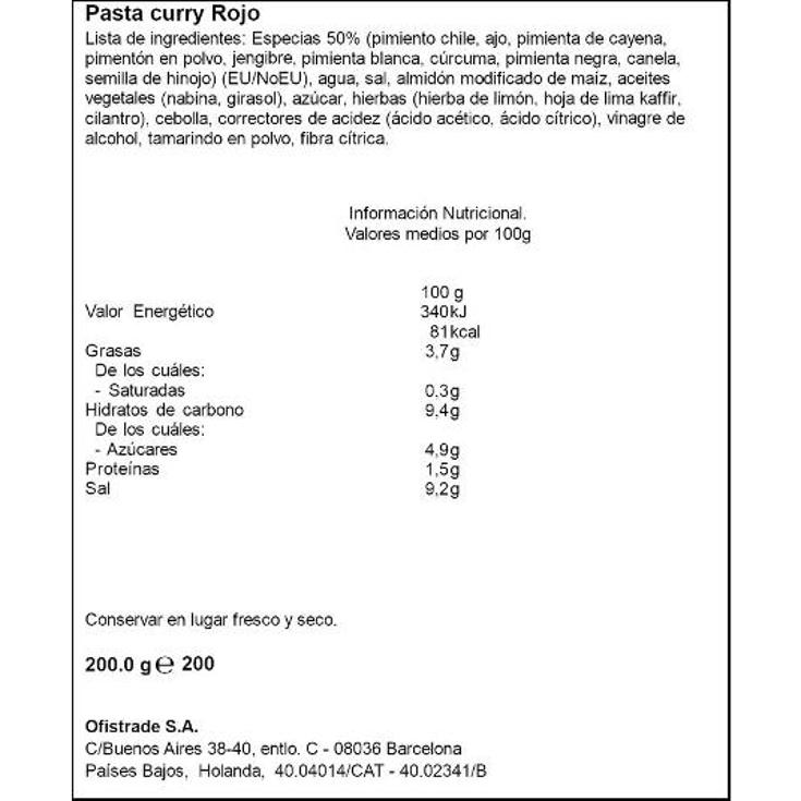 PASTA CURRY ROJO YANG-TSE TARRO 200 GR