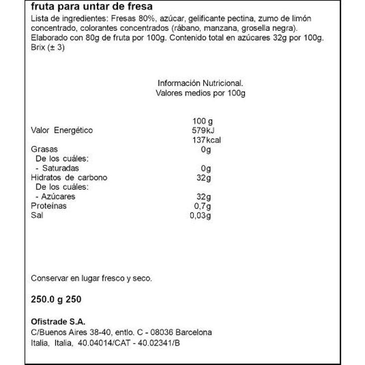 MERMELADA FRESA 80% FRUTA DARBO TARRO 250 GR