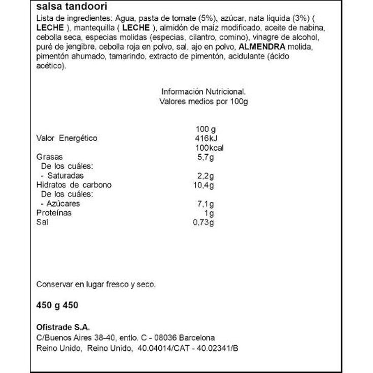 SALSA TANDOORI PATAK S TARRO 450 GR