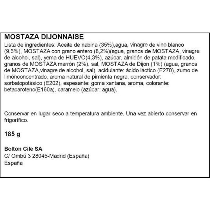 MOSTAZA DIJONNAISE MAILLE TARRO 185 GR