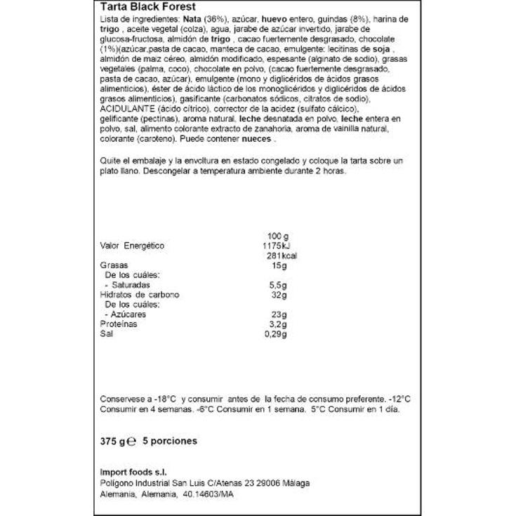 TARTA CHOCOLATE BLACK FORGATEO COPPENRATH ESTCHE 375 GR