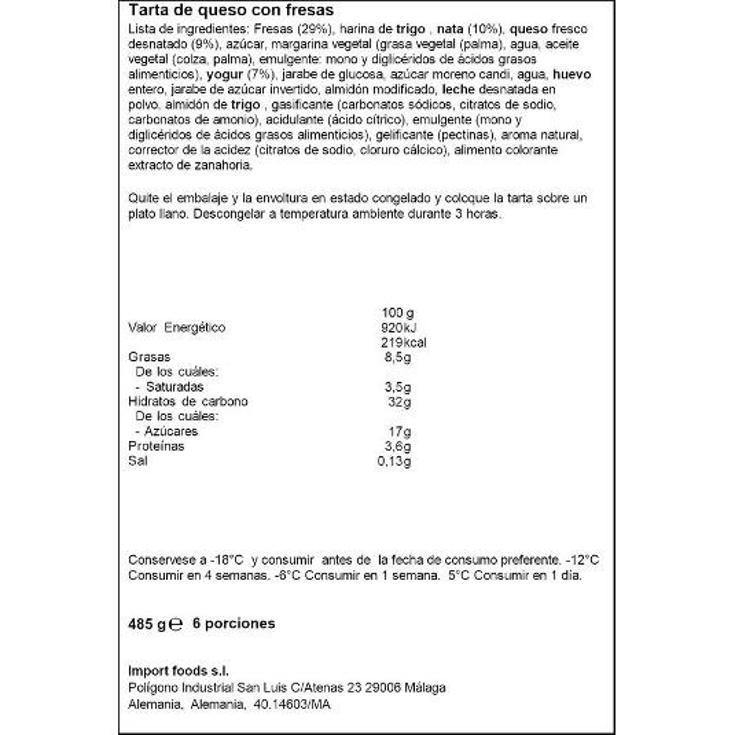 TARTA DE FRESA Y QUESO COPPENRATH ESTUCH 485 GR