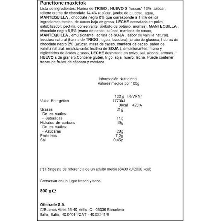 PANETTONE MAXICIOK BALOCCO ESTCHE 800 GR