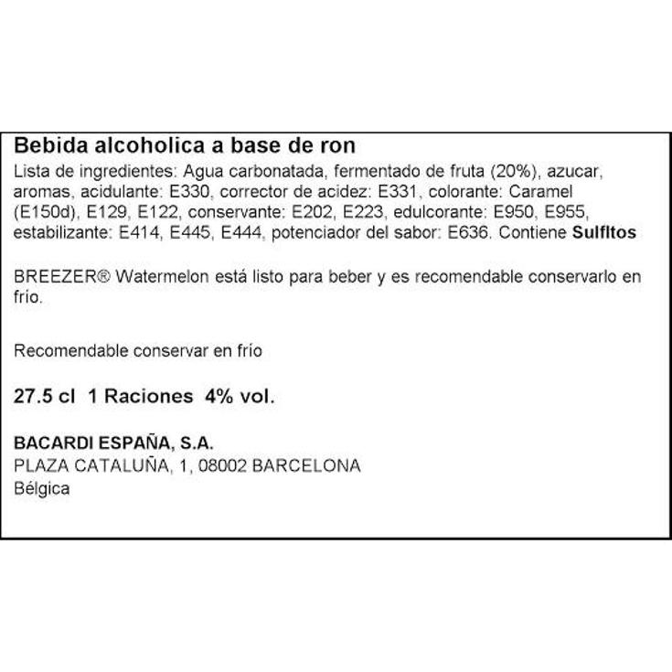 BREEZER SANDIA 4º BACARDI BTLLA 275 ML