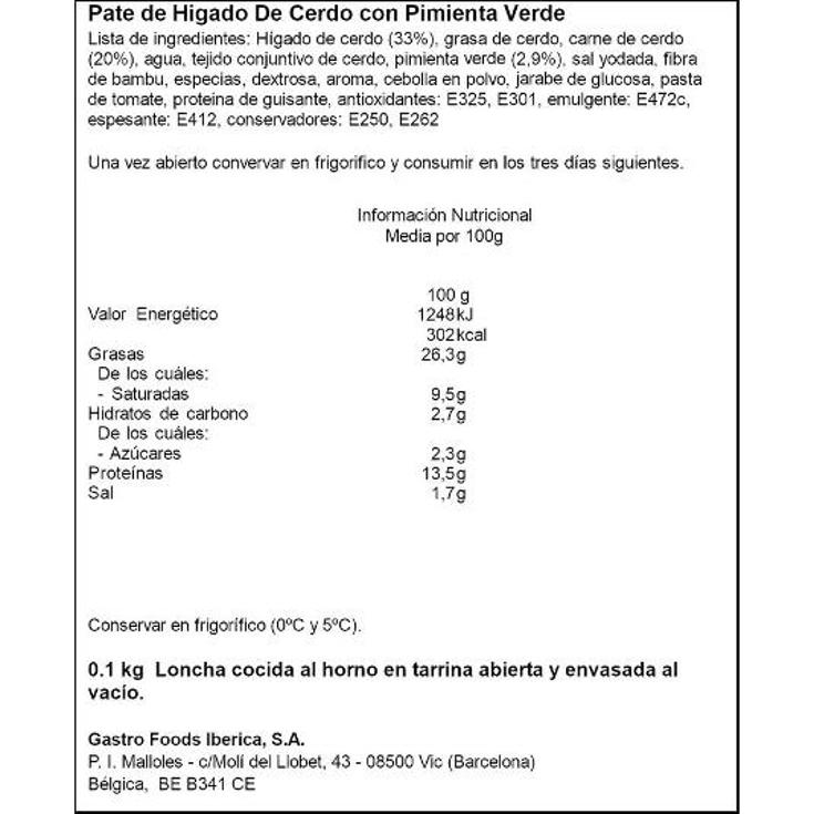 PATE PIMIENTA CAPDEVILA UNIDAD 100 GR