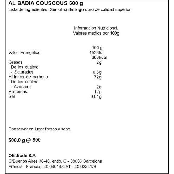 COUS COUS AL BADIA PQTE. 500 GR