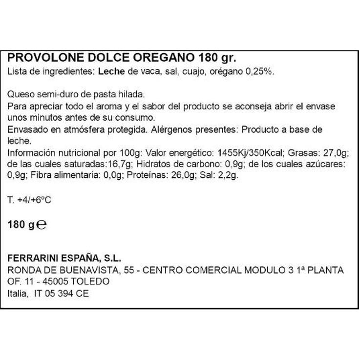 QUESO PROVOLONE DOLCE OREGANO FERRARINI UNID 180 GR