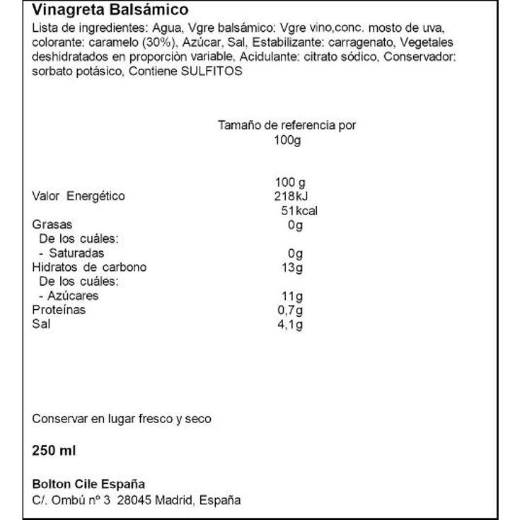 VINAGRETA BALSAMICO PRIMA BTLLA 250 ML