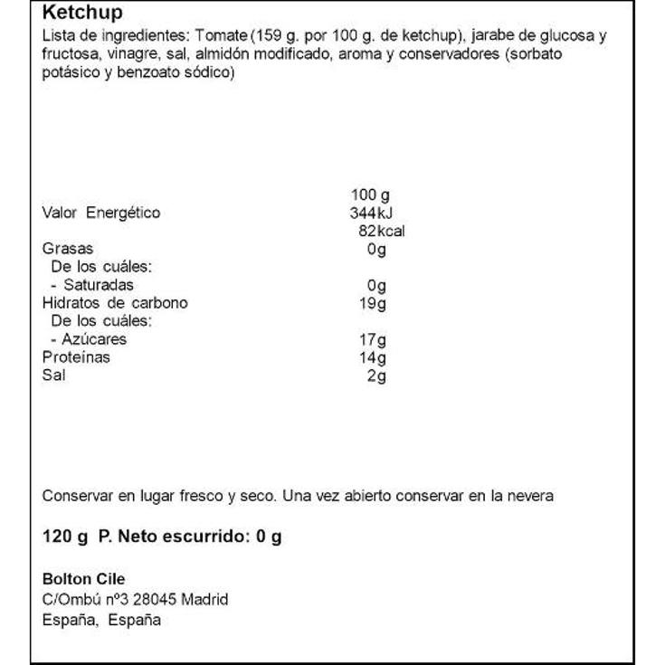 KETCHUP BOLSITA 12X10 GR. PRIMA PQTE 120 GR