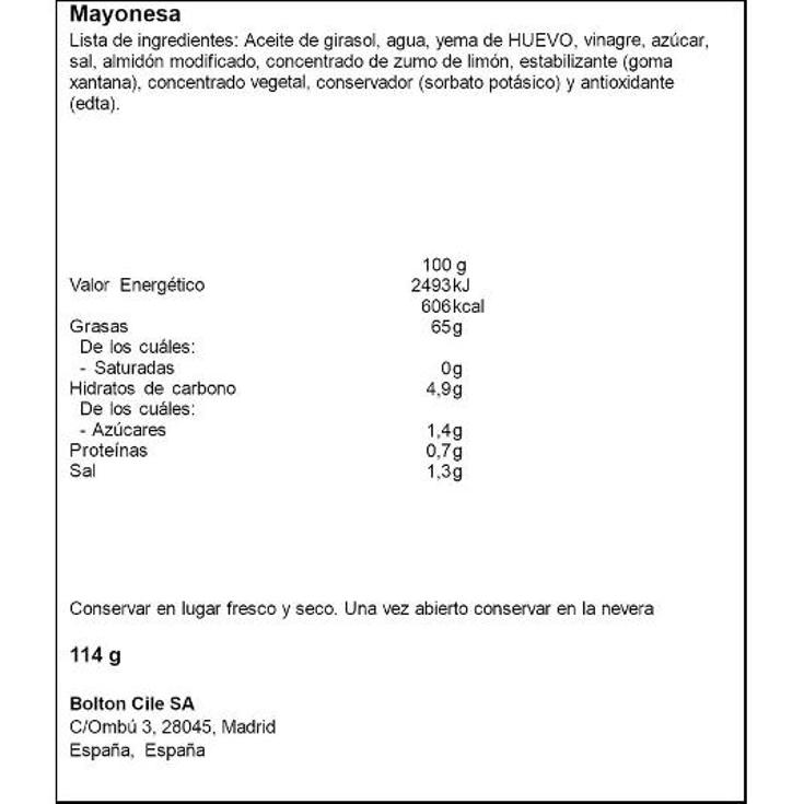 MAYONESA BOLSITA 12X10 UDS PRIMA PQTE 120 ML