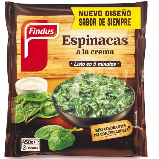 ESPINACAS A LA CREMA FINDUS BOLSA 450 GR