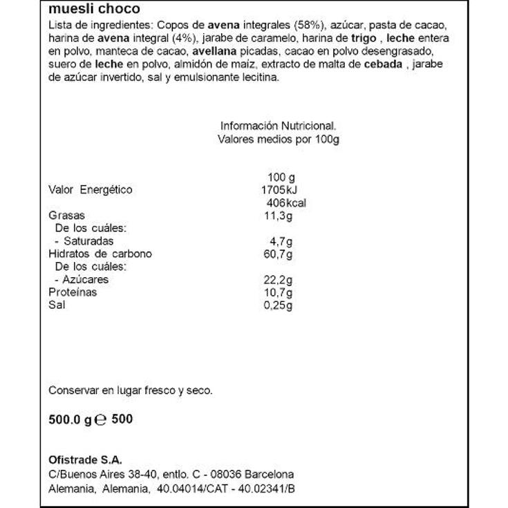 MUESLI CHOCO KOLLN PQTE 500 GR
