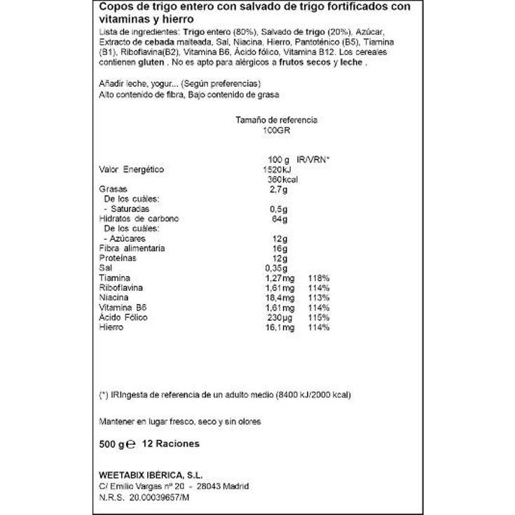 BRAN FLAKES WEETABIX UND. 500 GR