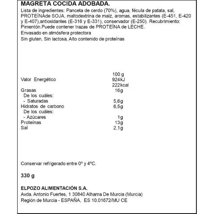 MAGRETA ADOBADA LONCHAS EL POZO BDJA 330 GR