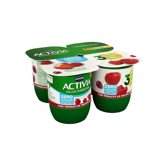 ACTIVIA 0% CON FRUTOS ROJOS DANONE PACK 480 GR