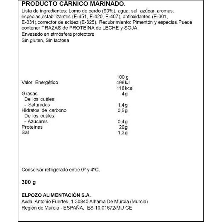 LOMO ADOBADO EXTRATIERNO EL POZO BDJA 300 GR