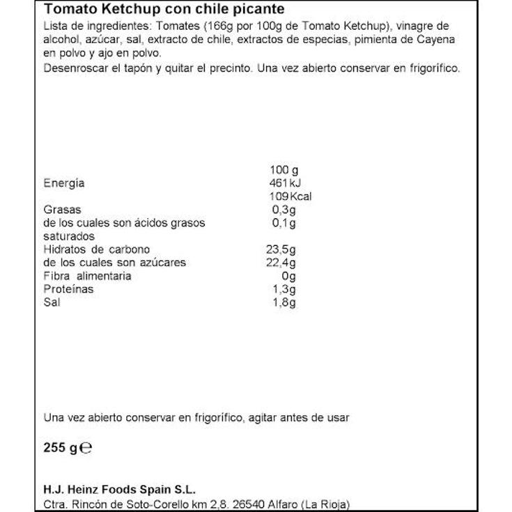 KETCHUP CON CHILI PICANTE HEINZ PET 220 ML