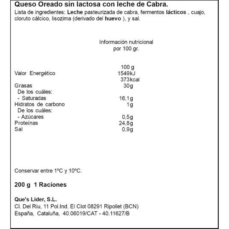 QUESO CABRA S/LACTOSA QUESBELT CUÑA 200 GR