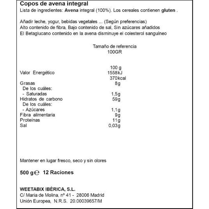 OATIBIX COPOS DE AVENA WEETABIX BOLSA 500 GR