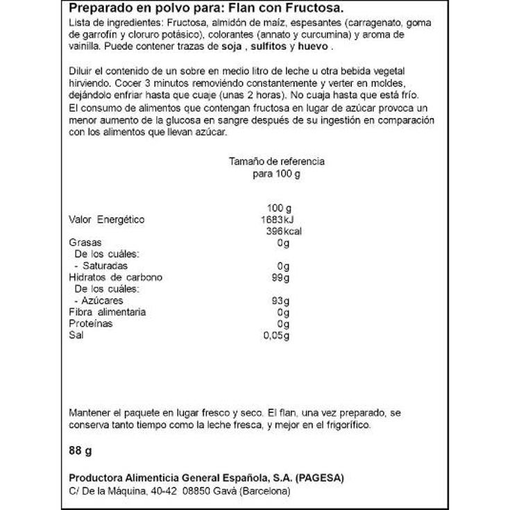 FLAN CON FRUCTOSA PAGESA PQTE 88 GR