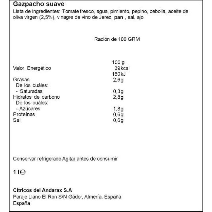 GAZPACHO SUAVE REFRIGERADO DON SIMON BRIK 1 LT