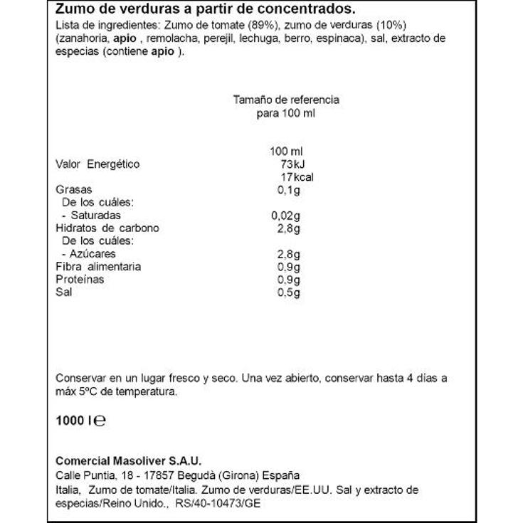 V8 ZUMO 8 VEGETALES V8 BRIK 1 LT
