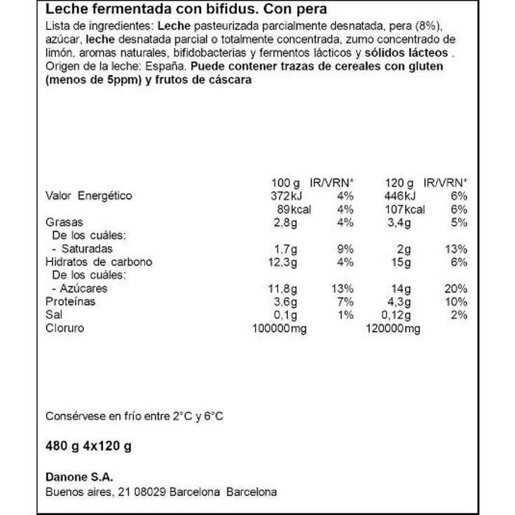 ACTIVIA CON PERA DANONE PACK 480 GR