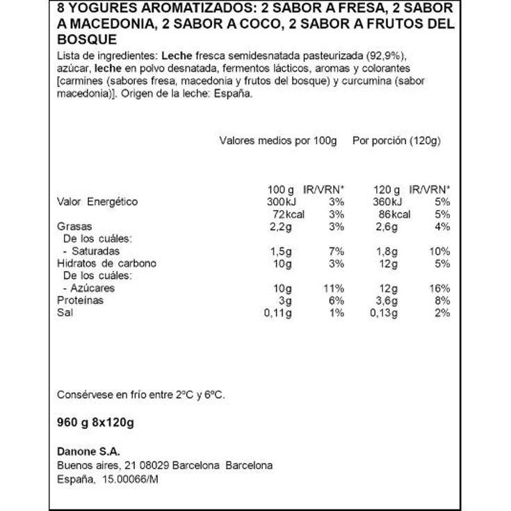 YOGUR SAB.MAC-FR.COC-F.BOSQ DANONE PACK 960 GR