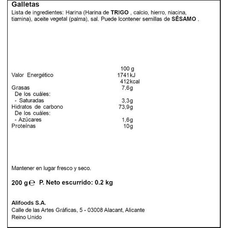 TABLE WATER CRACKERS CARRS PQTE 200 GR