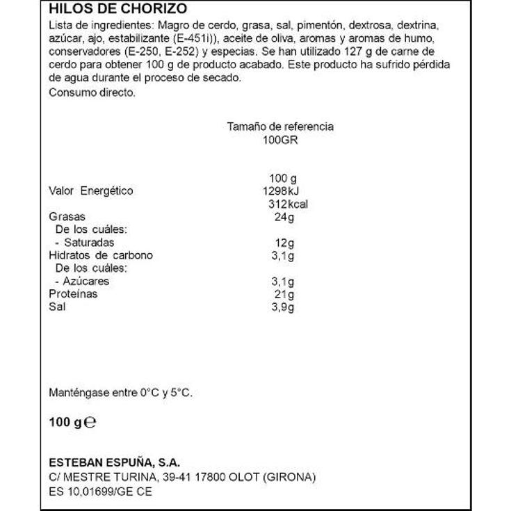 HILOS DE CHORIZO EXTRA ESPUÑA PACK2 100 GR