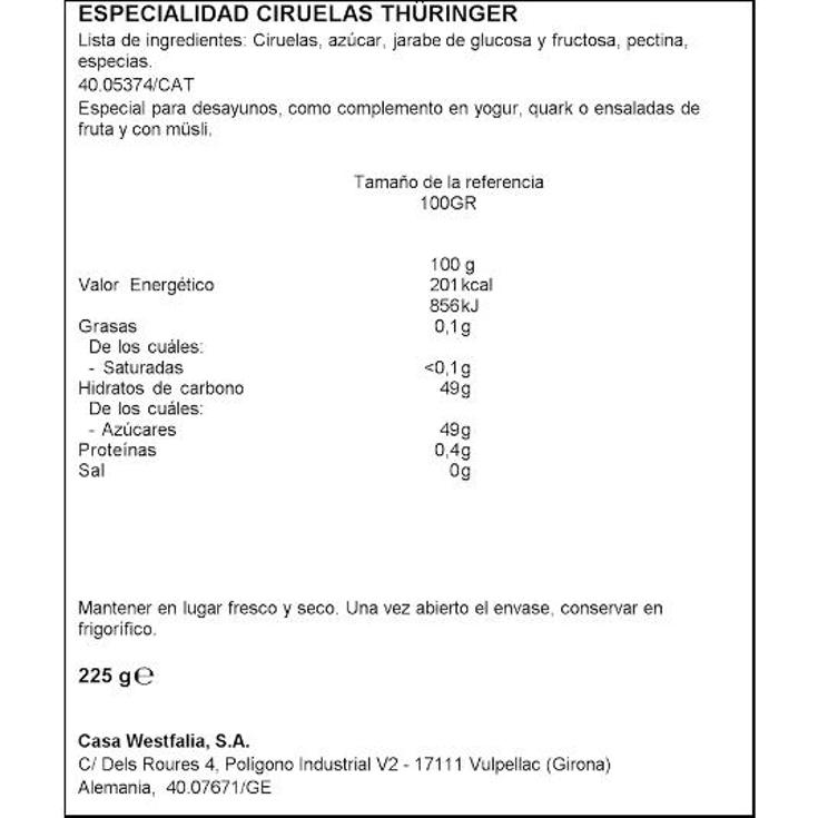 CONFITURA CIRUELA TURQUIA MUHLHAUSER TARRO 225 GR