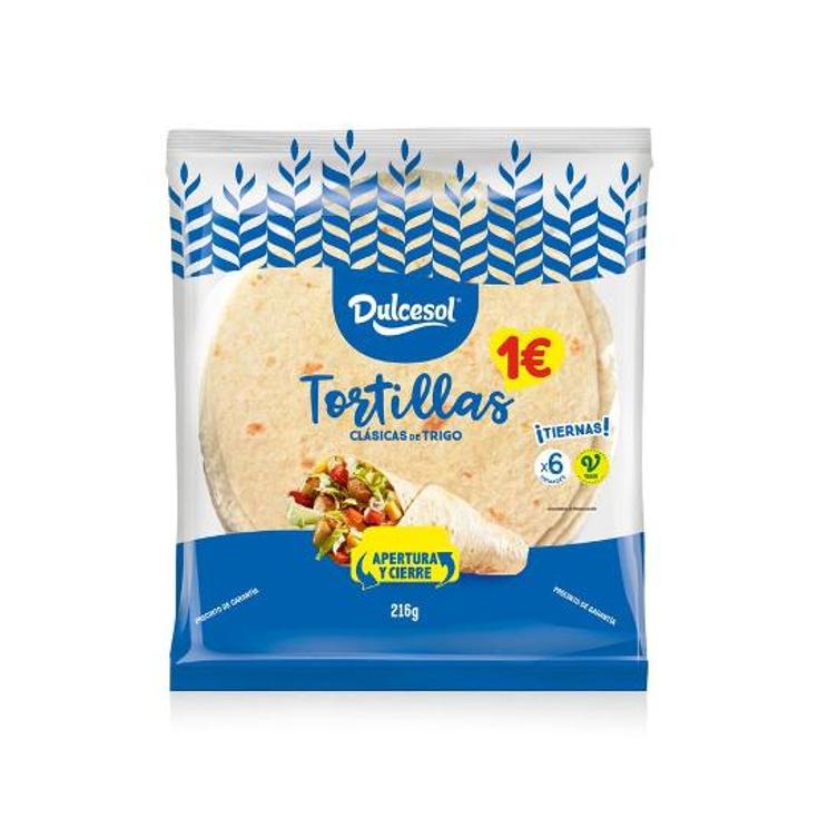 TORTILLA DE TRIGO 6 UDS DULCESOL PQTE 216 GR