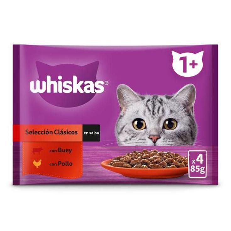 COMIDA GATOS CARNES 4X85 WHISKAS PACK 340 GR