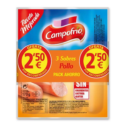 SALCHICHA POLLO CAMPOFRIO PACK 510 GR