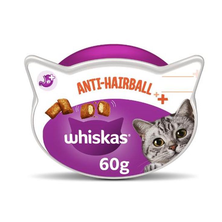 SNACK GATOS ANTI-HAIRBALL WHISKAS ESTUCH 60 GR