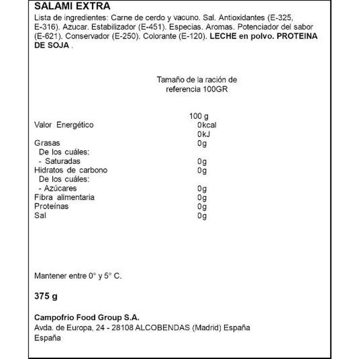 SALAM DE VARA EXTRA CAMPOFRIO UNIDAD 375 GR